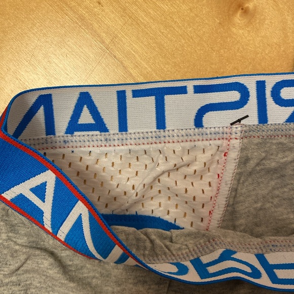Medium Andrew Christian “Almost Naked” Mesh & Cotton Brief White Grey Blue Red - Picture 7 of 9